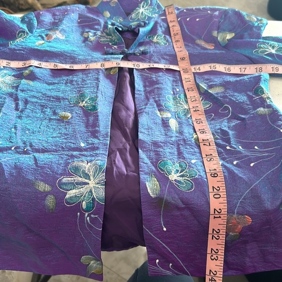 Elaine Collection Purple Silk Open Front Jacket. Size S (855) - Picture 8 of 9
